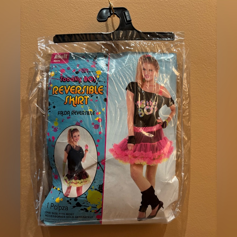 Totally 80’s Reversible Party Skirt With Added Accessories Bundle Size Adult OS